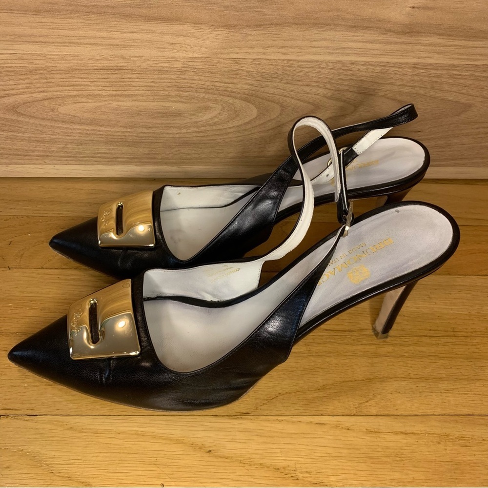 Bruno Magli Amelia Slingback Black Leather Pumps - Size 10